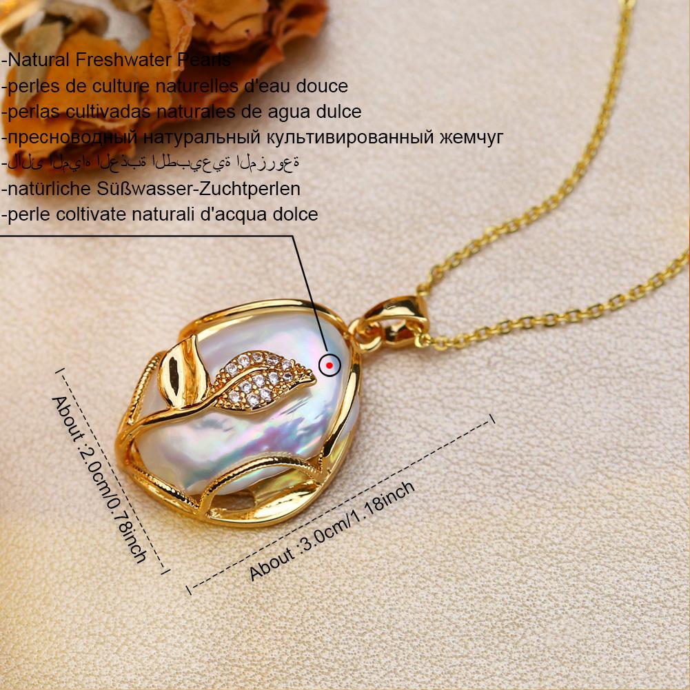 SENIKO Natural Freshwater Big Baroque Pearl Necklaces For Women Fashion Flower Cubic Zirconia Pendant With Chain Birhday Gift