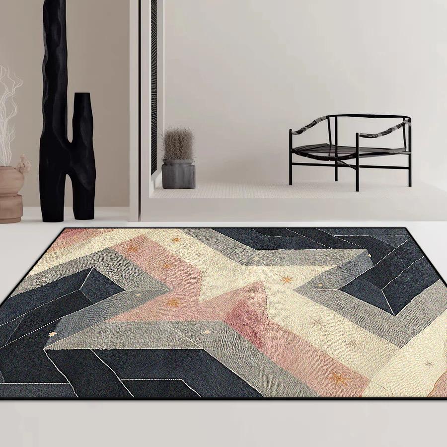 Modern Geometric Living Room Carpet Minimalism Decoration Lounge Coffee Tables Easy Clean Floor Mat Bedroom Non-slip Soft Rug