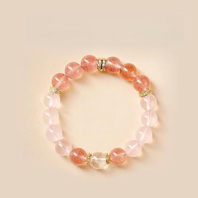 Pink Crystal Strawberry Crystal Bracelet Women's Fashion White Crystal Lucky Beads Light Luxury Exquisite Bracelet