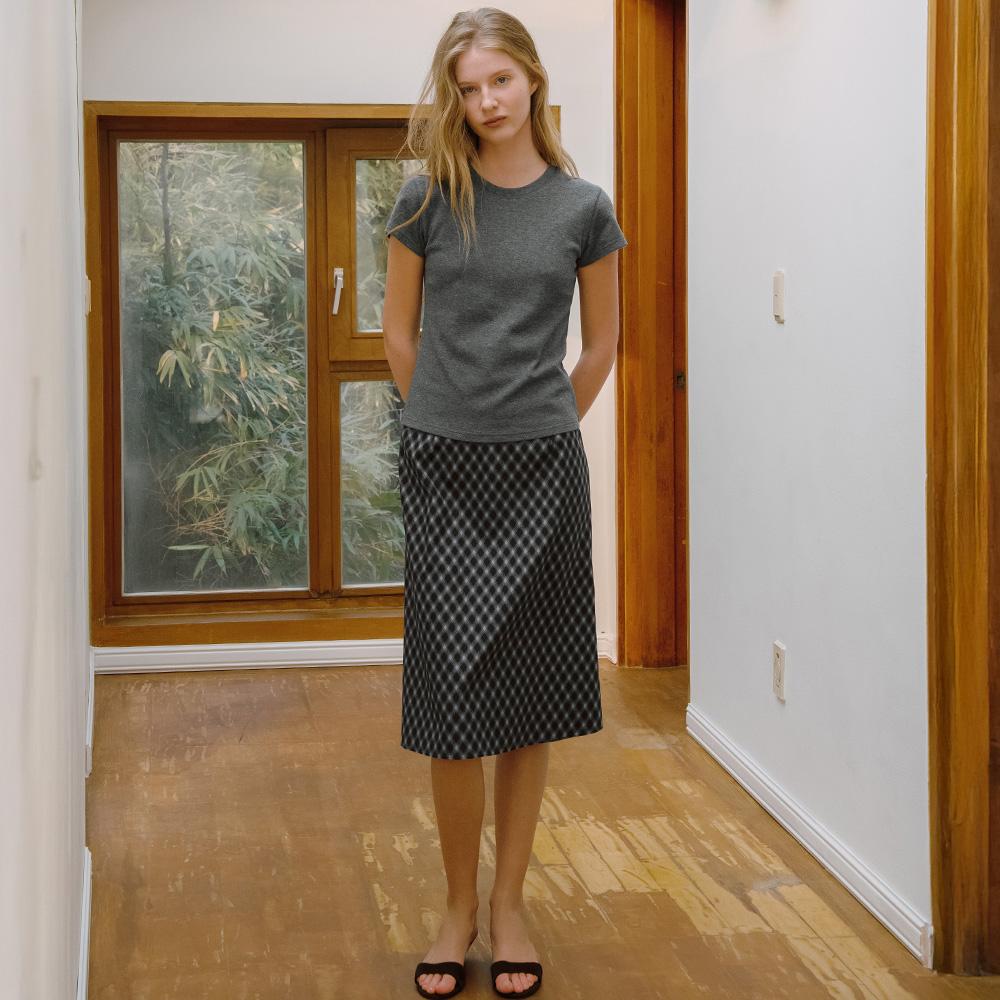Elssibeui Check Print Midi Skirt [2Colors]