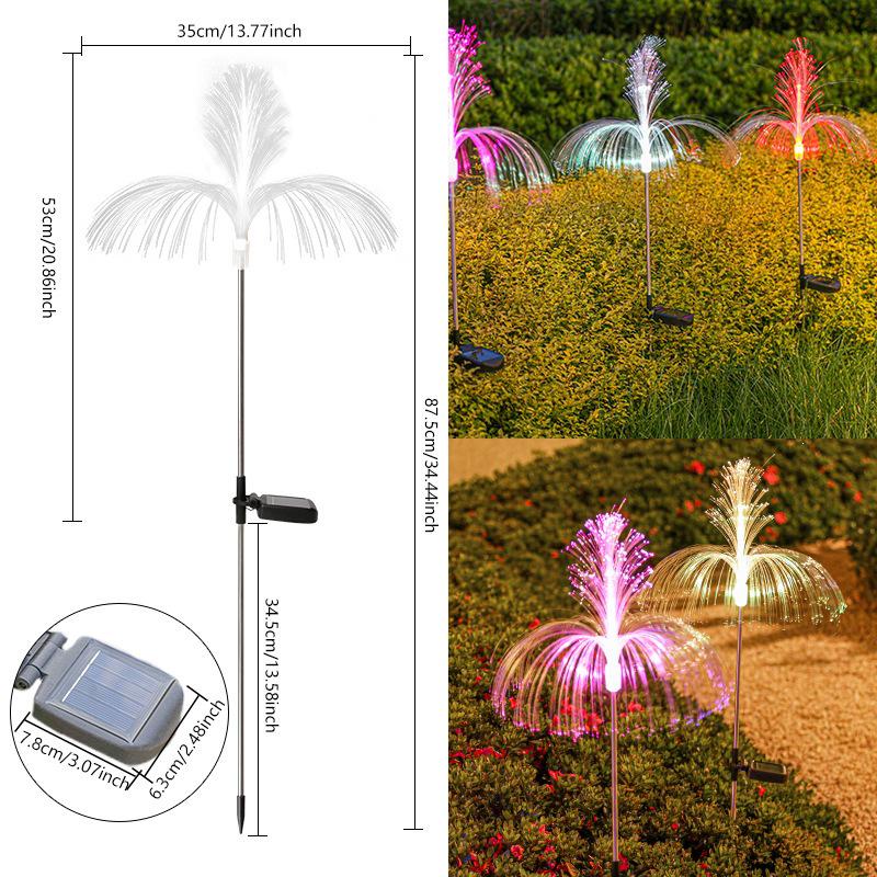 Outdoor Waterproof Fiber Optic Jellyfish Light: Seven-Color Changing Solar Garden Landscape Night Light