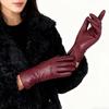 Fleece Lined Five Finger Gloves PU Leather Winter Warm Gloves Women's Gloves  Outdoor Cycling