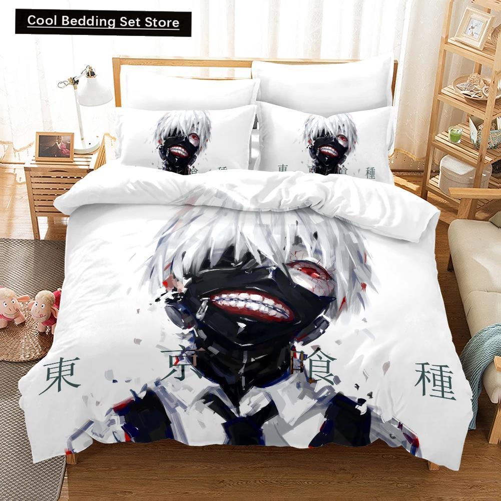 3D Printed Cartoons Tokyo Ghoul Kaneki Ken Bedding Set Duvet Cover Double Twin Full Queen King Adult Kids Bedclothes Quilt Cover