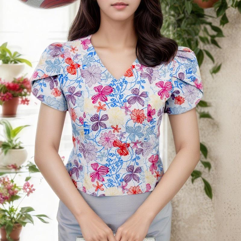ZANZEA Lässige Sommerbluse mit V-Ausschnitt und kurzen Ärmeln für Damen