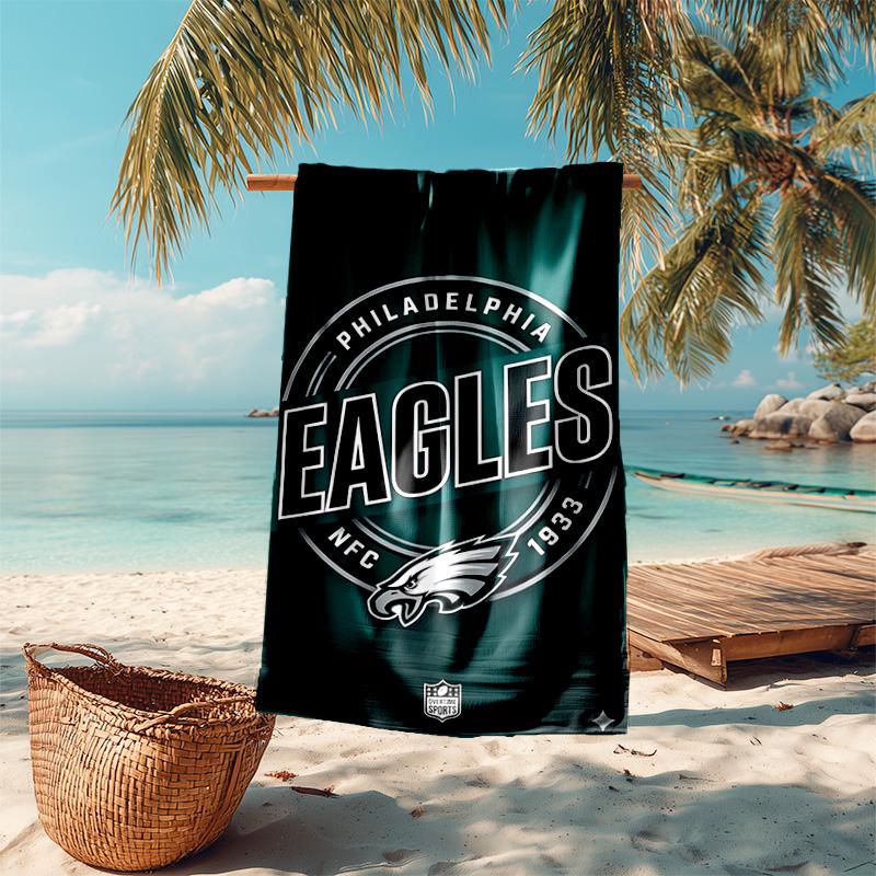 proof beach towel with Philadelphia Eagles LOGO pattern - soft,absorbent,quick-drying,machine washable - perfect for swimming,camping,bathing
