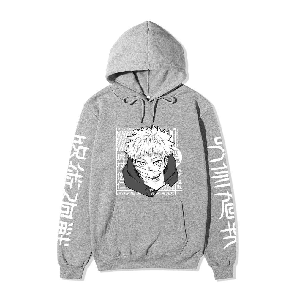 Jujutsu Kaisen Yuji Itadori  Japanese Printed Hooded Sweatshirt Unisex Fleece Warm Hoodie for Men Women Fall Winter Loose Casual Long Sleeve Pullover