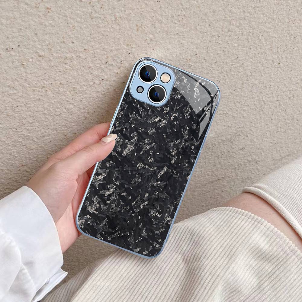 Forged Carbon Fundas Tempered Glass For Iphone 14 13 12 11 Pro Mini XS MAX 14Plus X XS XR Fundas
