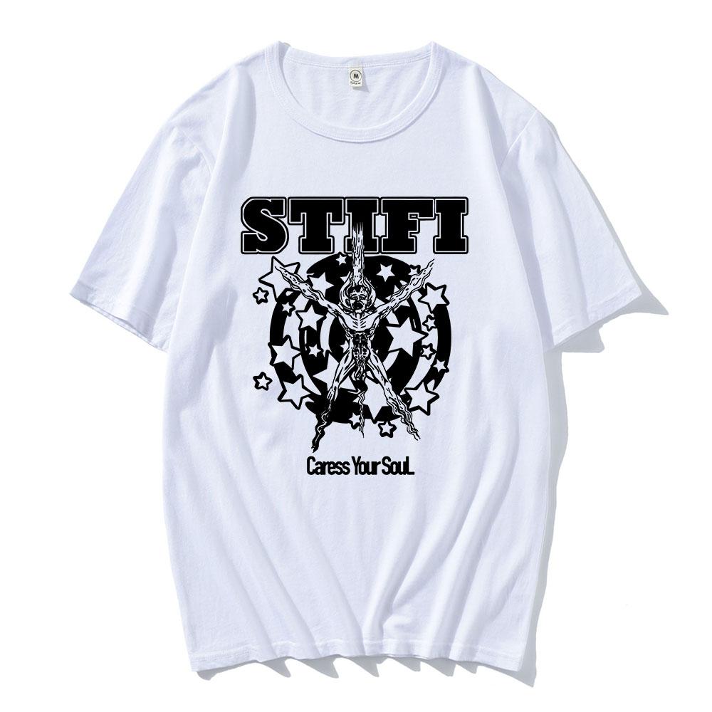 CARESS YOUR SOUL RINGER TEE Rock Band Sticky Fingers STI FI Tshirts Short Sleeve Cotton Male T-shirt Graphic Print T Shirt Mens