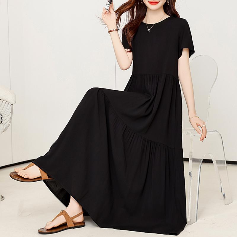Elegant Dresses Woman Casual Short Sleeve Long Dresses Summer Plus Size Women's Clothing
