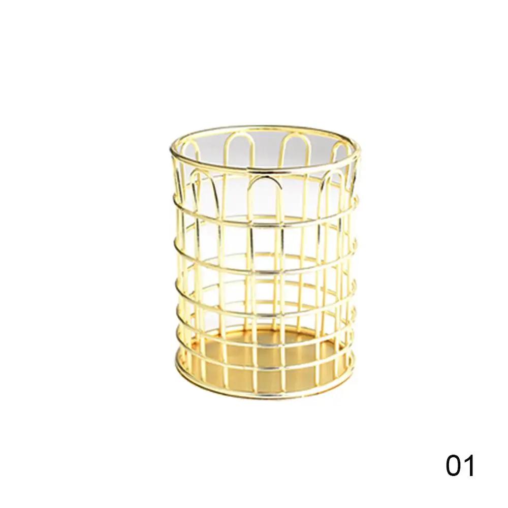 Metal Mesh Square Desktop Pencil Holder Makeup Sorting Storage Organizer Black Silver Gold Holder Stationery Supplies Basket