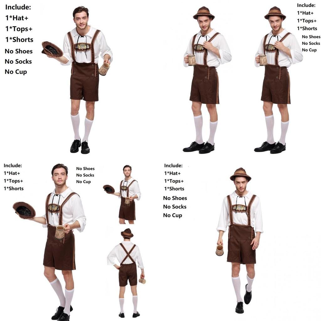 Trendy Men Oktoberfest Clothing Cosplay Outfit Complete With Hat And Suspenders Set