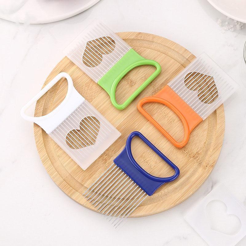 Oțel inoxidabil ceapă ac furculiță feliere legume fructe tăietor roșii suport pentru tăiere accesorii de bucătărie instrument