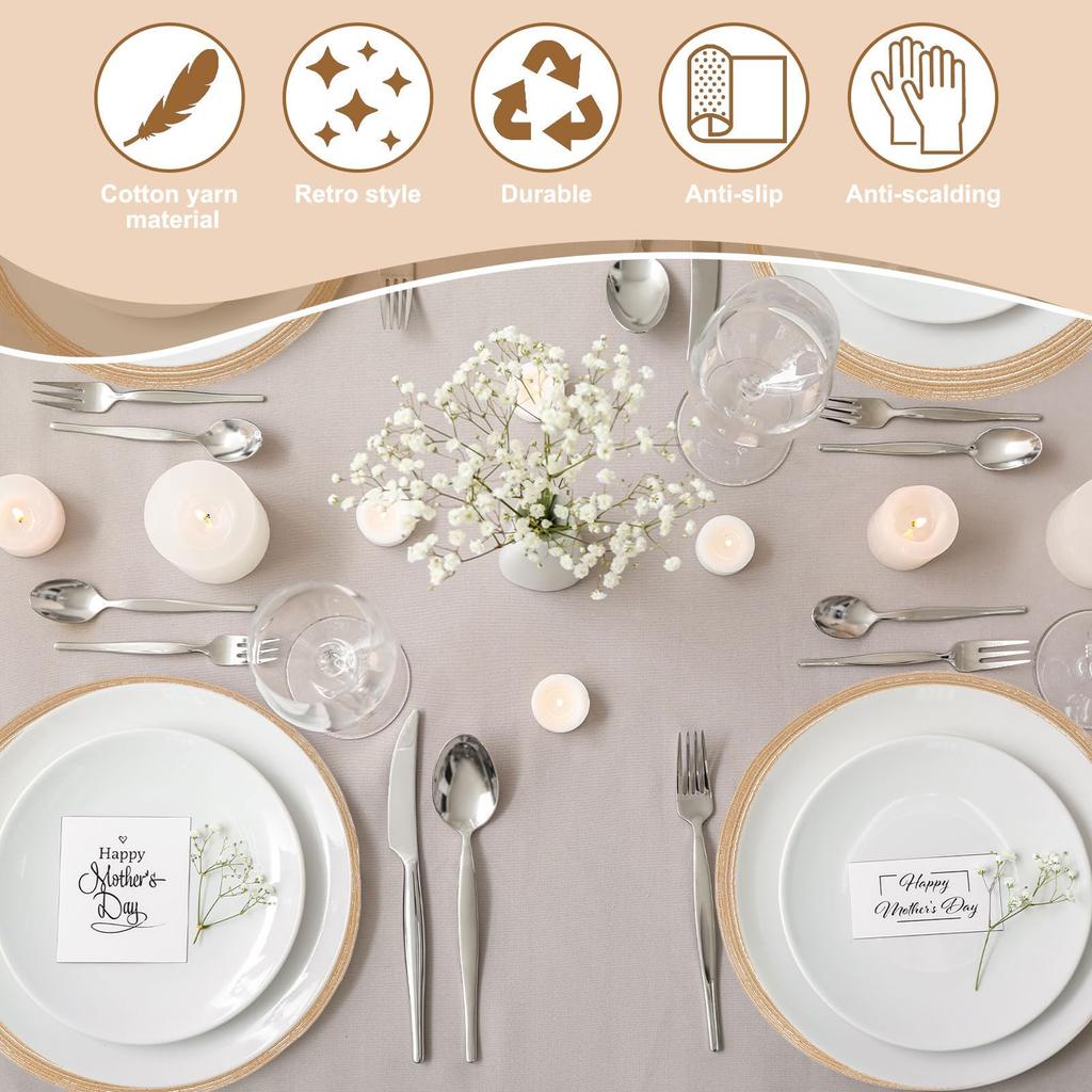 Uxcell 4er-Set Runde Gewebte Platzsets, 15", Hitzebeständig, Farbverlauf Braun für Küchen-/Esstischplatten