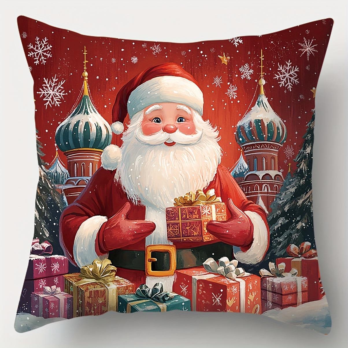 

Домашний Декор Рождественский Снеговик и Санта Подарочные Подушки Узор Наволочка Подходит Для Дивана Спальни Автомобиля Наволочка 40x40cm