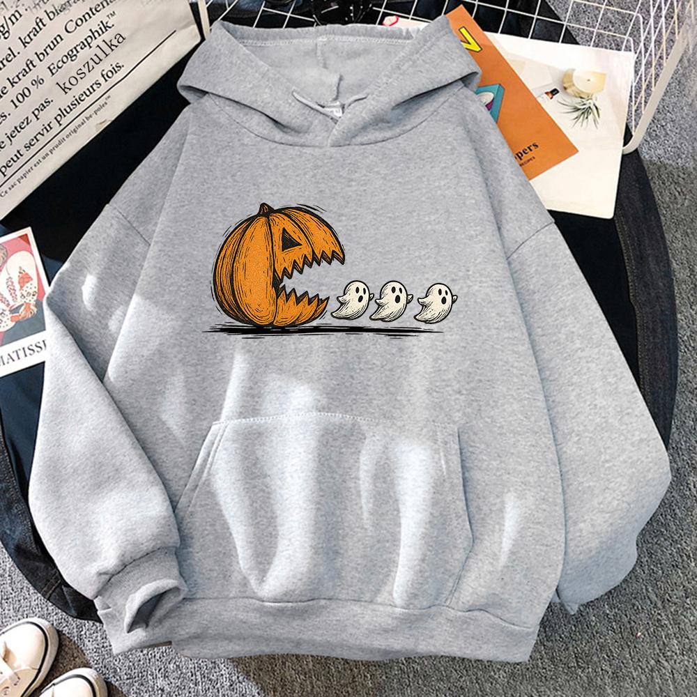 Funny Pumpkin Eating Ghosts Hoodie Women/men Hoodies Autumn Winter Clothes for Halloween Gifts Aesthetic Sweatshirt Vintage