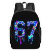 Colorful Number 67 Print Round Front Pocket Backpacks for Boy and Girls Best Gifts 2D Flat Cartoon School Bag for Children