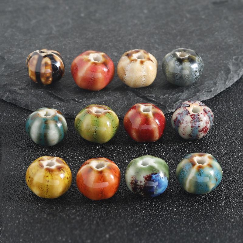 DIY Retro Ceramic Pumpkin Beads Bracelet Accessories - Handmade Jewelry Stringing & Weaving Materials