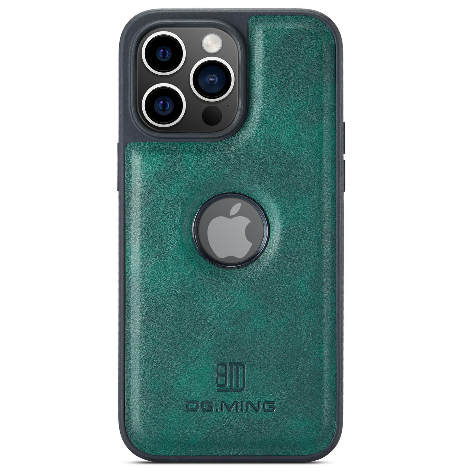DG.MING For iPhone 16 Pro Case Anti-Drop Leather Coated PC+TPU Phone Back Cover E