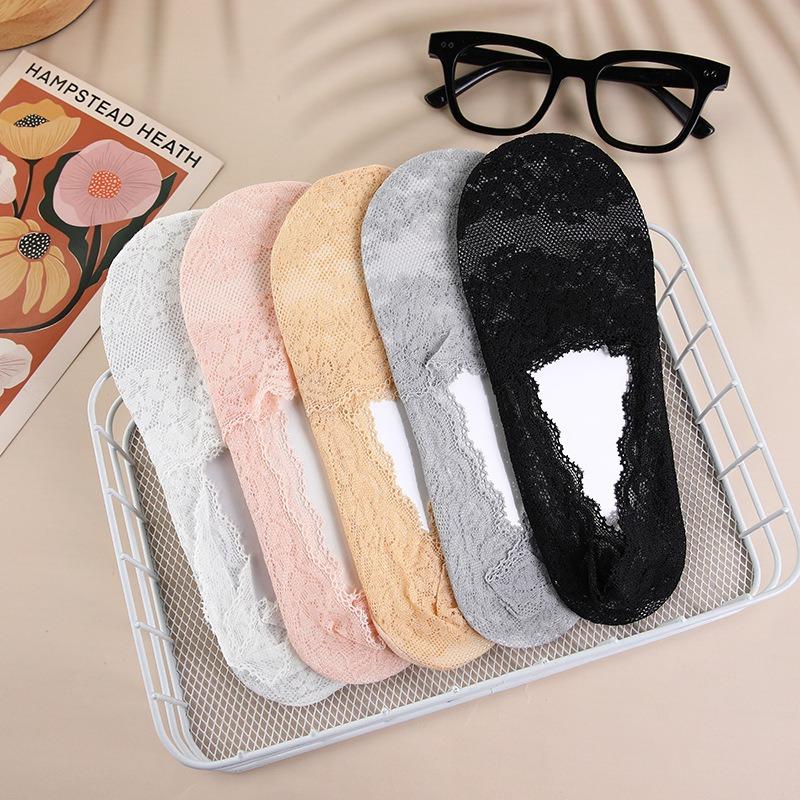 Women Socks Thin Breathable Silicone Non-slip Invisible Lace No-show Boat Sock Transparen Fashion Casual Low Cut Boat Socks