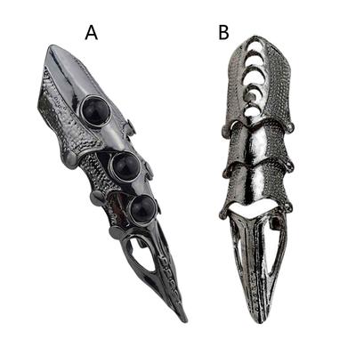 Knöchel Vollfinger Langer Ring Doppelring Aktivitätsring Punk Rock Gothic Ring