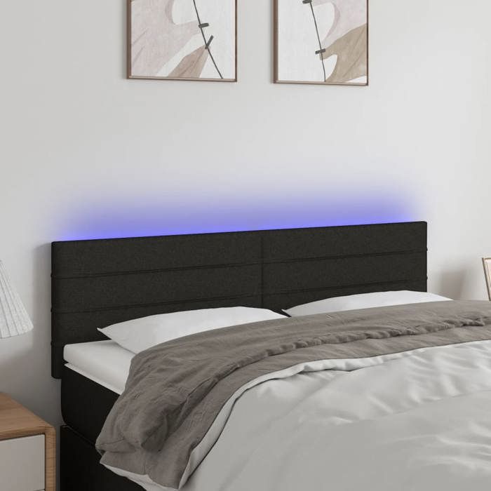 VidaXL Tête de Lit à LED Meuble de Chambre à Coucher Accessoire de Lit Double Tête de Cadre de Lit Intérieur Noir 3121752