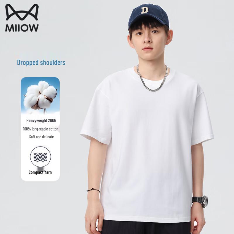 MiiOW Men s Heavyweight 260g Ice-Cool Cotton Short Sleeve T-Shirt L 1970₽