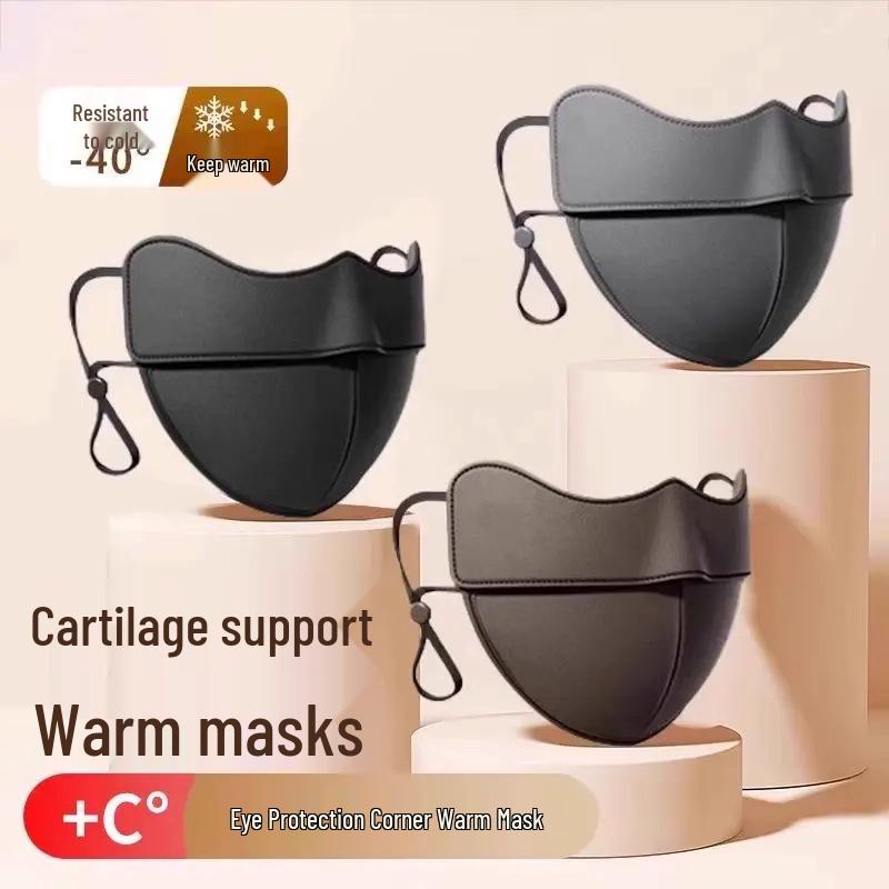 5D Fishbone Warm Mask: Thick, Windproof & Cold-Resistant Outdoor Cycling Face Mask with Eye Protection, Washable