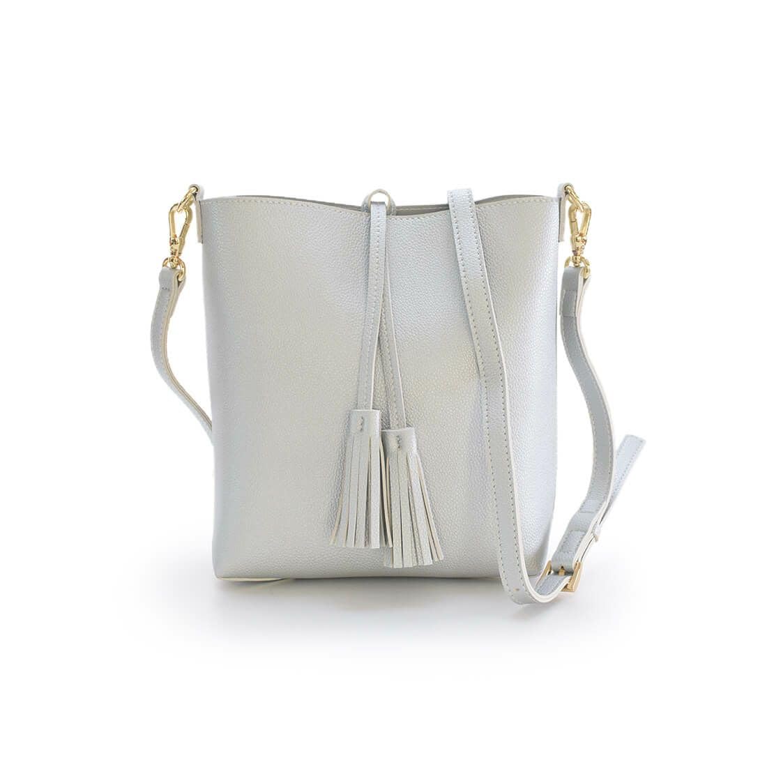 

[Barcos Blue] Tassel Shoulder Bag, Women s, One Size, Silver
