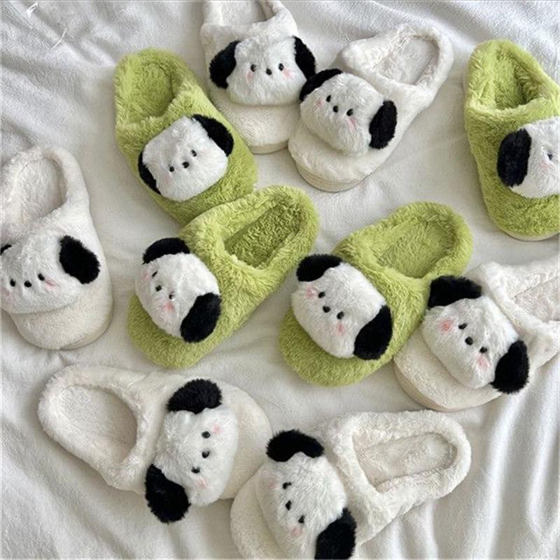 Pacha Dog New Plush Cotton Slippers Thick Bottom Non-slip Couple Home Cotton Drag Cute Men's and Women's Cotton Slippers