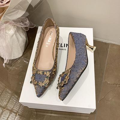 22. Hermoso temperamento, tacones altos, zapatos de tacón grueso, cuero suave, cheongsam de suela blanda, zapatos formales profesionales