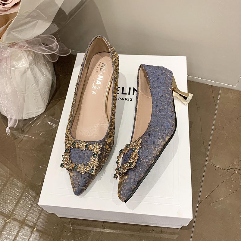 22. Beautiful Temperament, High Heels, Thick Heel Shoes, Soft Leather, Soft-soled Cheongsam, Formal Professional Shoes