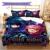 Name Custom Anime Jujutsu Kaisen Pattern Bedding Set Quilt Cover Pillowcase Home Decor Gift (1 * Duvet Cover + 2 * Pillowcase, Without Core)