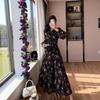 High-Quality Hong Kong Style Floral Ruffled Long Dress - Korean Chic Resort & Sweet Waist-Cinched Skirt