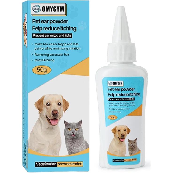 Ear Powder for Dogs and Cats - 50g/1.8 oz – Dog Ear Infection Treatment with Dog Ear Hair Removal Tool – Ear Powder for Dogs Plucking & Hair 1pc
