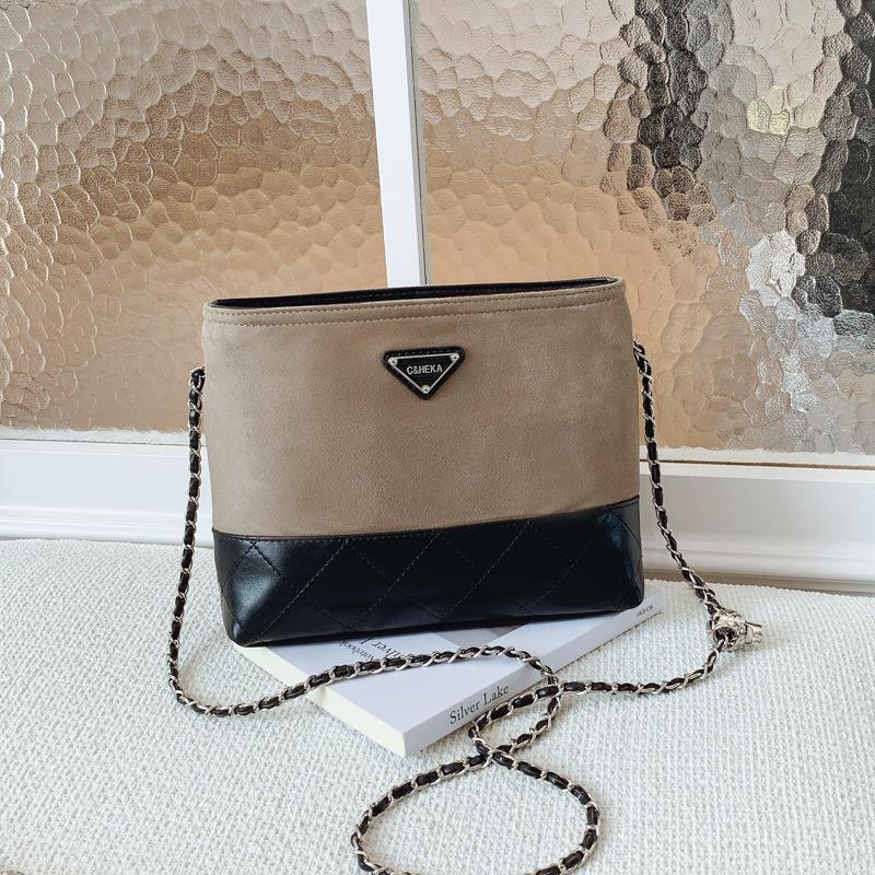 

Small bag women s new niche chain bucket bag high-end versatile shoulder messenger bag серый