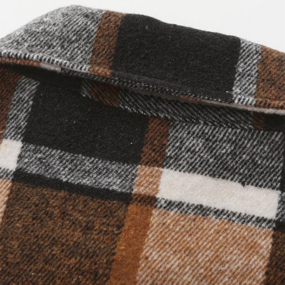 Neues Leichter Luxus Herrenhemd Koreanische Urbane Mode Retro Langarm Tasche Strickjacke Tops Hohe Qualität Verdicktes Karo Bluse S-2XL