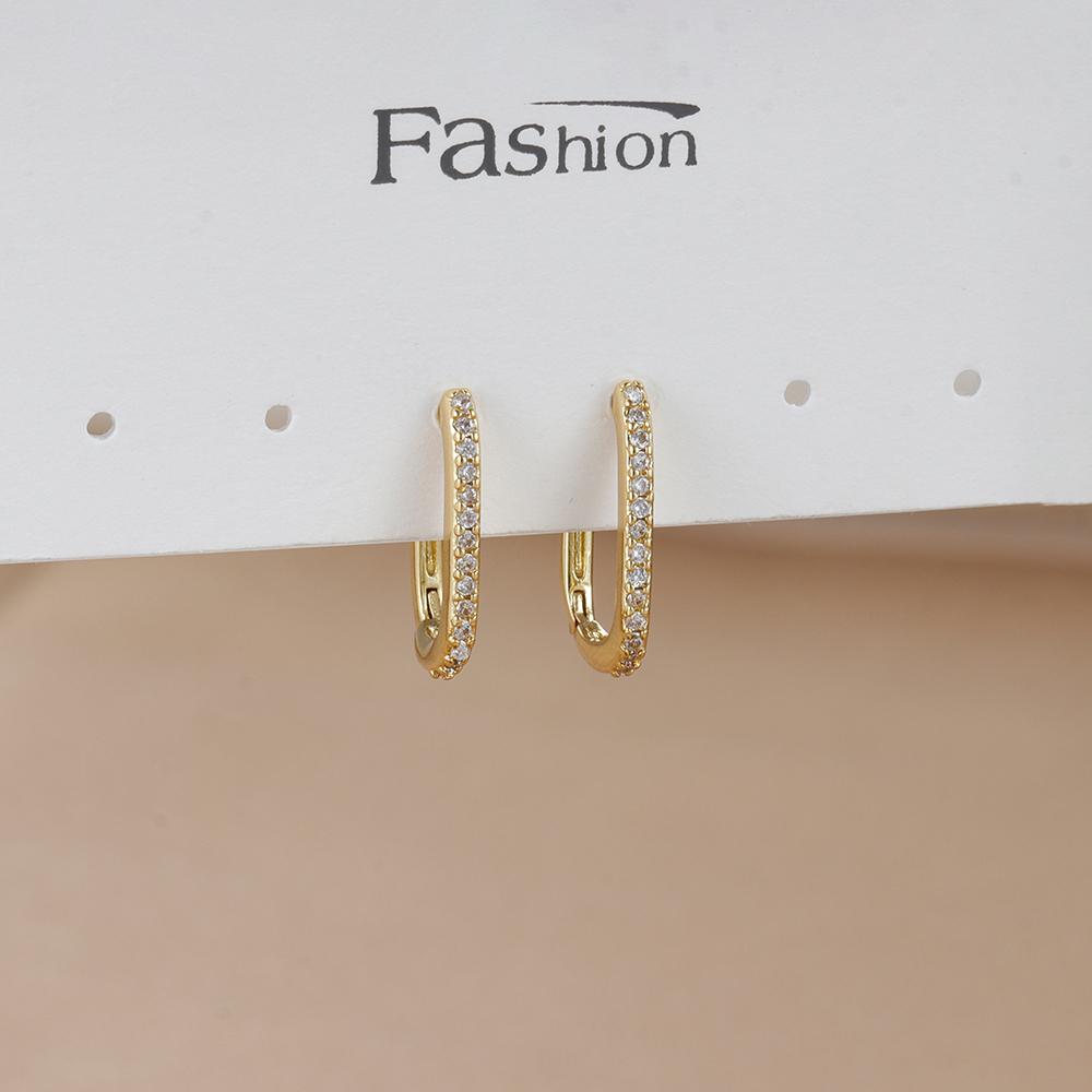 Fashion Stainless Steel Cubic Zircon Heart Dangle Earrings for Women Geometric Circle U-shaped Earrings Ear Piercing Jewelry