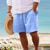 Men's Color Lace-up Sweatpants Men's Cotton Hemp Beach Pants Casual Quick-drying Shorts