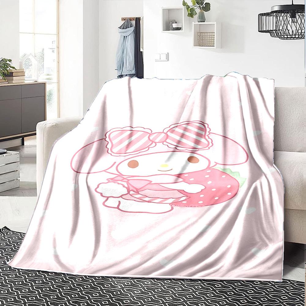 1pc strawberry my melody blanket Lightweight Flannel Throw for Sofa Bed Travel Camping Livingroom Office Couch Chair