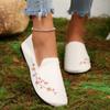 Women's Round Head Flat Embroidered Low Top Single Shoes Embroidery Shallow Four Seasons Lazy Peas Shoes