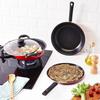 3 Pcs Non Stick Cookware Sets, Tawa 25 Cm, Kadhai 24 Cm with Glass Lid, Fry Pan 24 Cm (Red) Aluminium