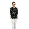 Stylish Printed Seven-Sleeve Shirt for Middle-Aged & Elderly Women, Slimming Top, New for Spring & Autumn