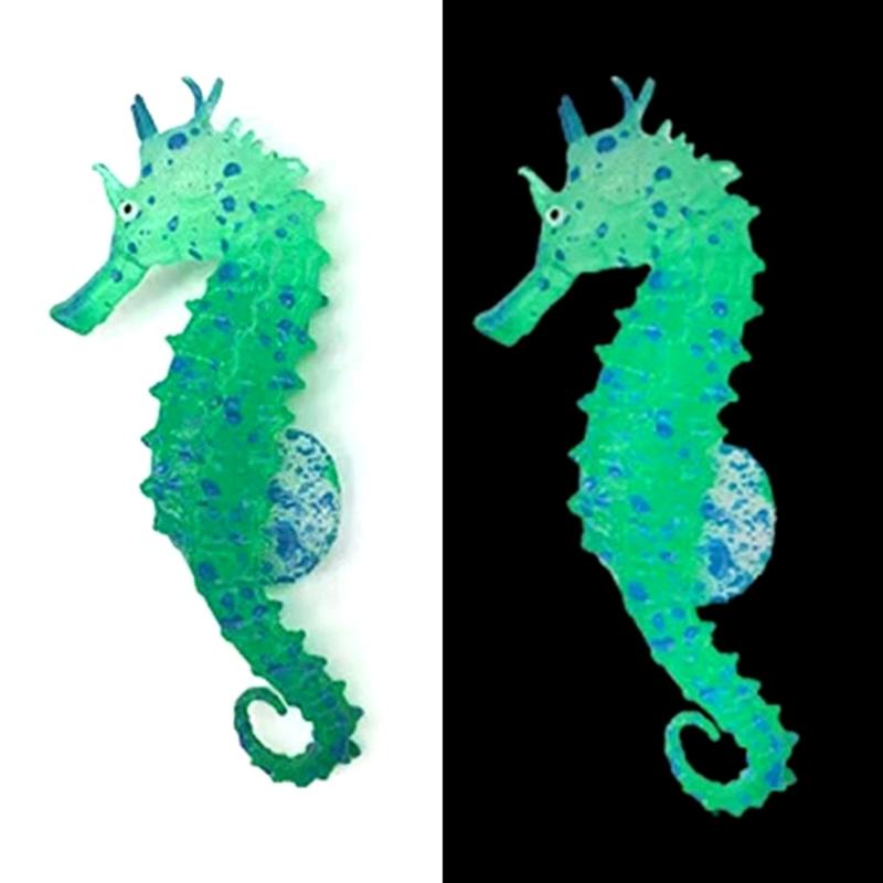 Aquarium Fluorescence Suction Cups Seahorse Ornament Glow in Dark Landscaping Silicone Seahorse Glowing Fish Tank Decors