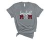 Personalized Baseball Mom Glitter T-Shirt Custom Baseball Mom Sports Tee