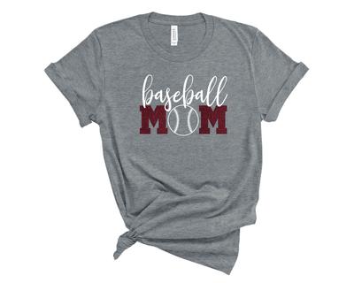 Personalized Baseball Mom Glitter T-Shirt Custom Baseball Mom Sports Tee