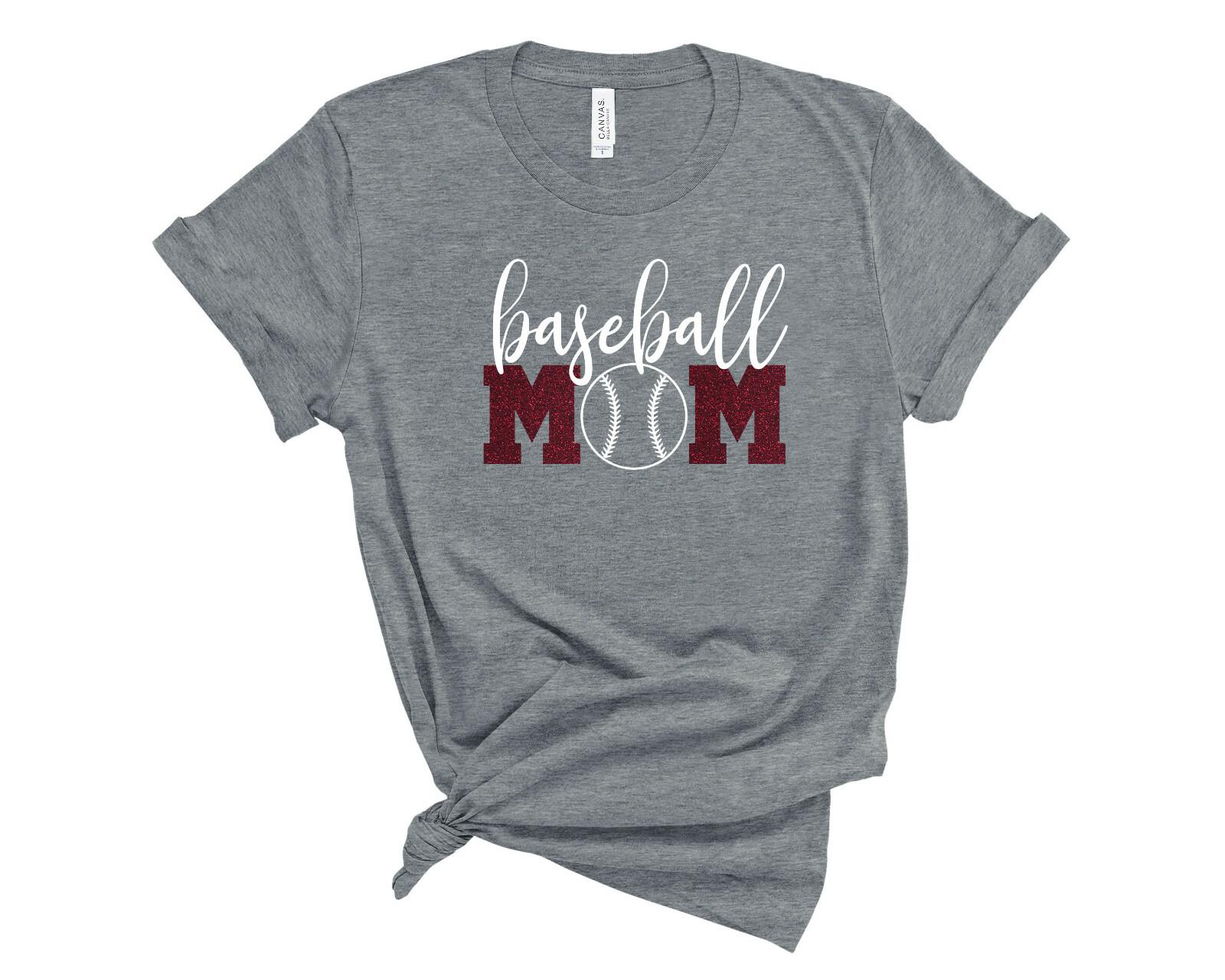 Personalized Baseball Mom Glitter T-Shirt Custom Baseball Mom Sports Tee XXXXL