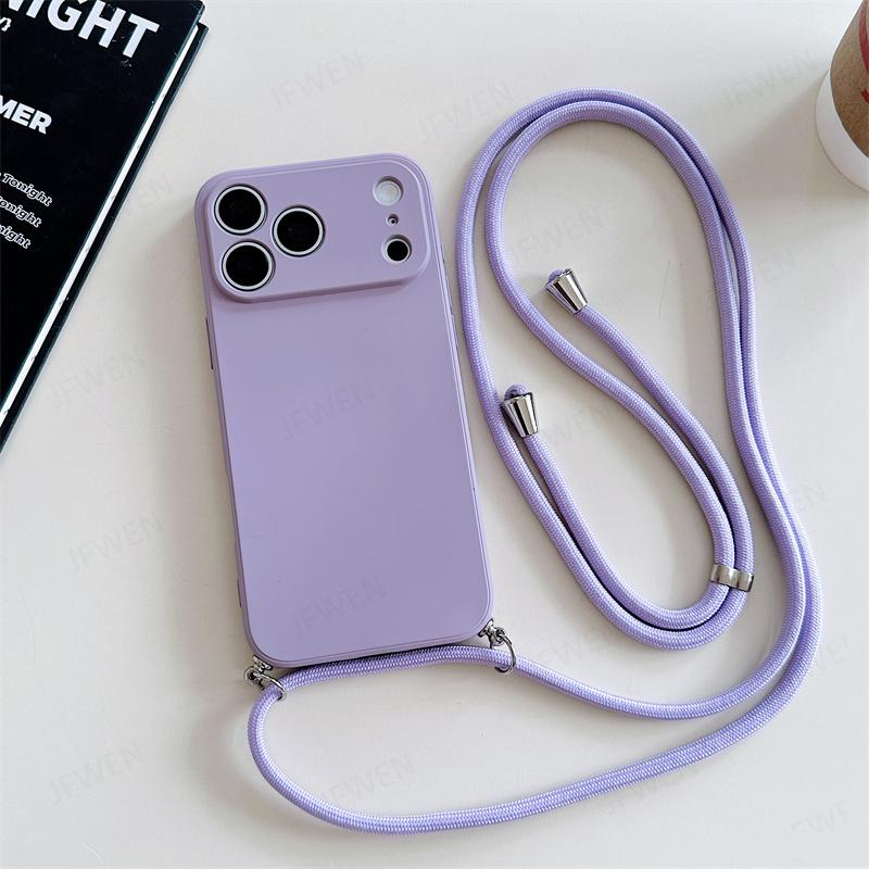Umhängeband Einfarbige Hülle Für iphone 17 Air 16 15 14 Plus 13 Pro Max Luxus Stoßfestes Silikon Weiche TPU Rückseite