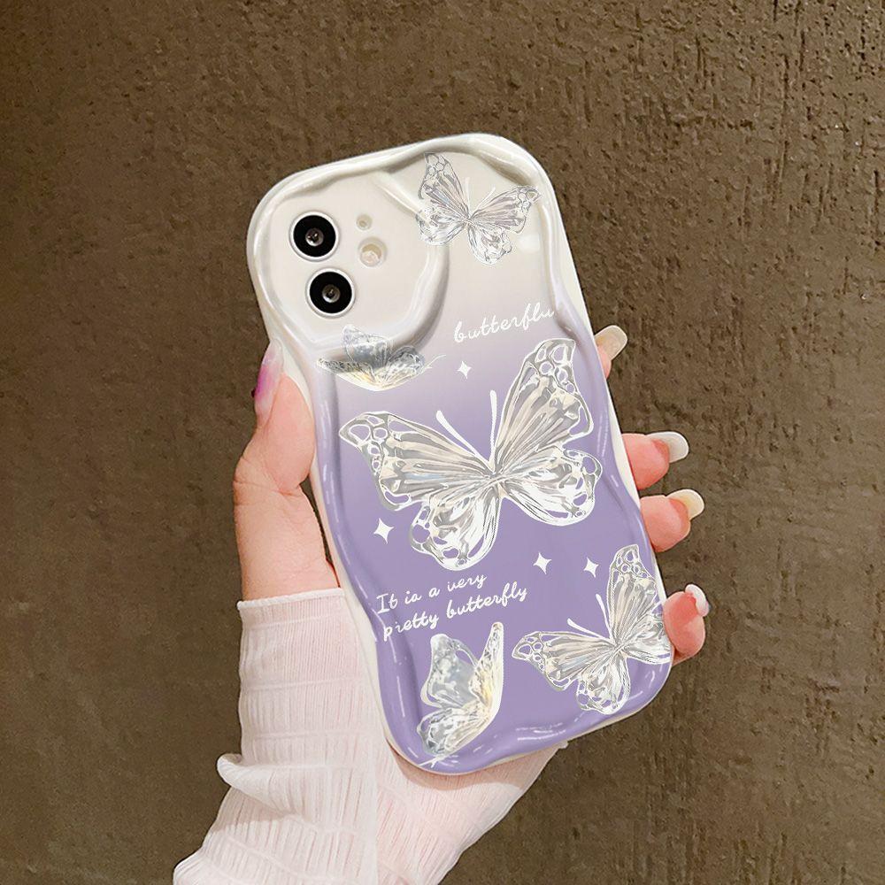 Purple glitter butterfly for iPhone15promax mobile phone case Apple 14 wave 12/13 soft case 11