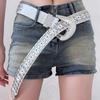 Studded Bling Bling Rhinestone Western [Lamerry] Belt, Belt, Belt, Belt, Y2K, Sequins, Glitter, 105cm, Women's/Men's (White)