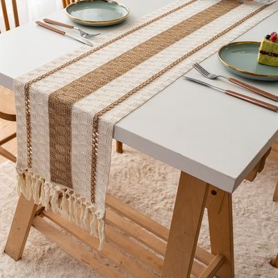 Bohemian Rustic Wedding Bridal Shower Dinner Cotton Linen Table Runner